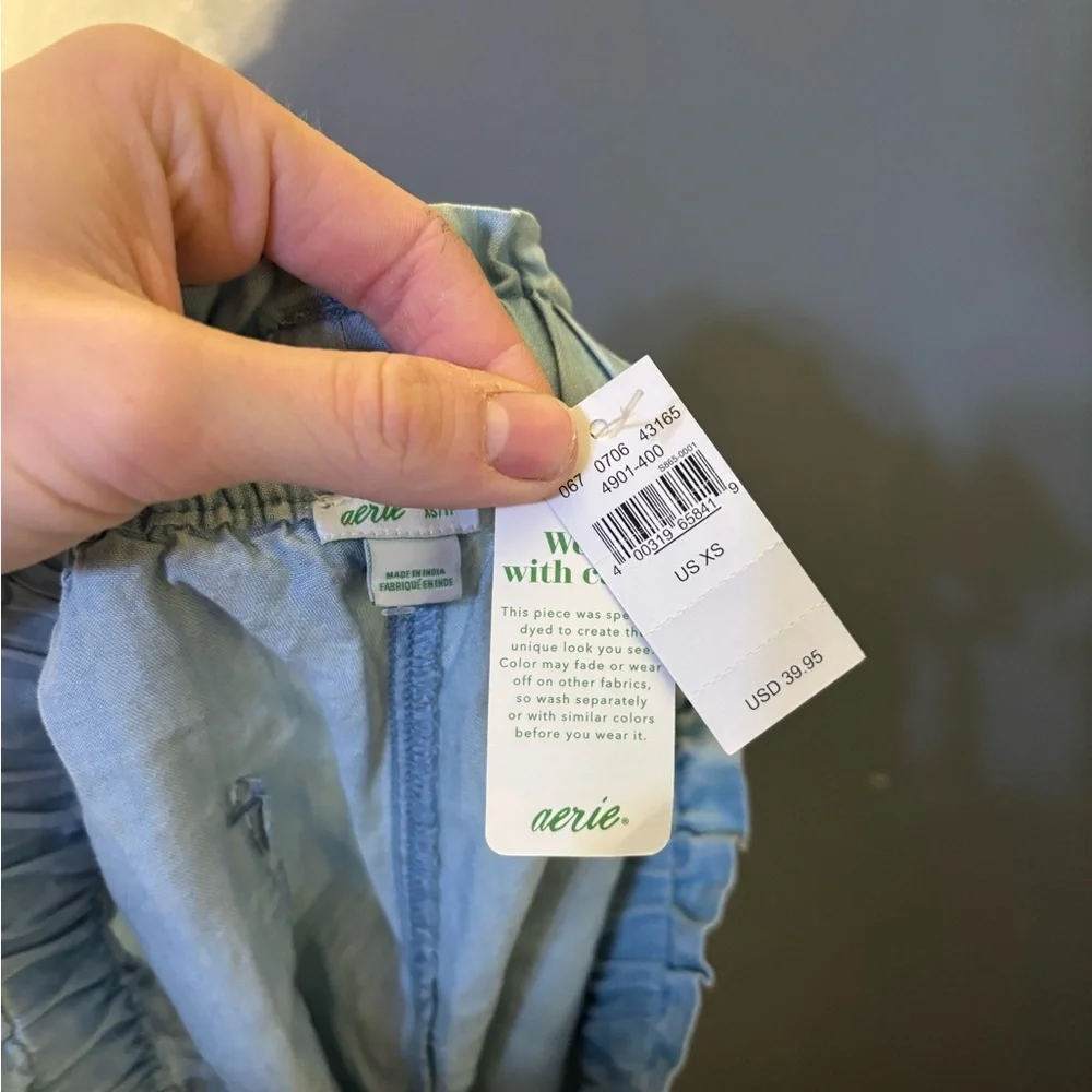 Aerie Light Blur Chambray Paperbag Shorts Size XS